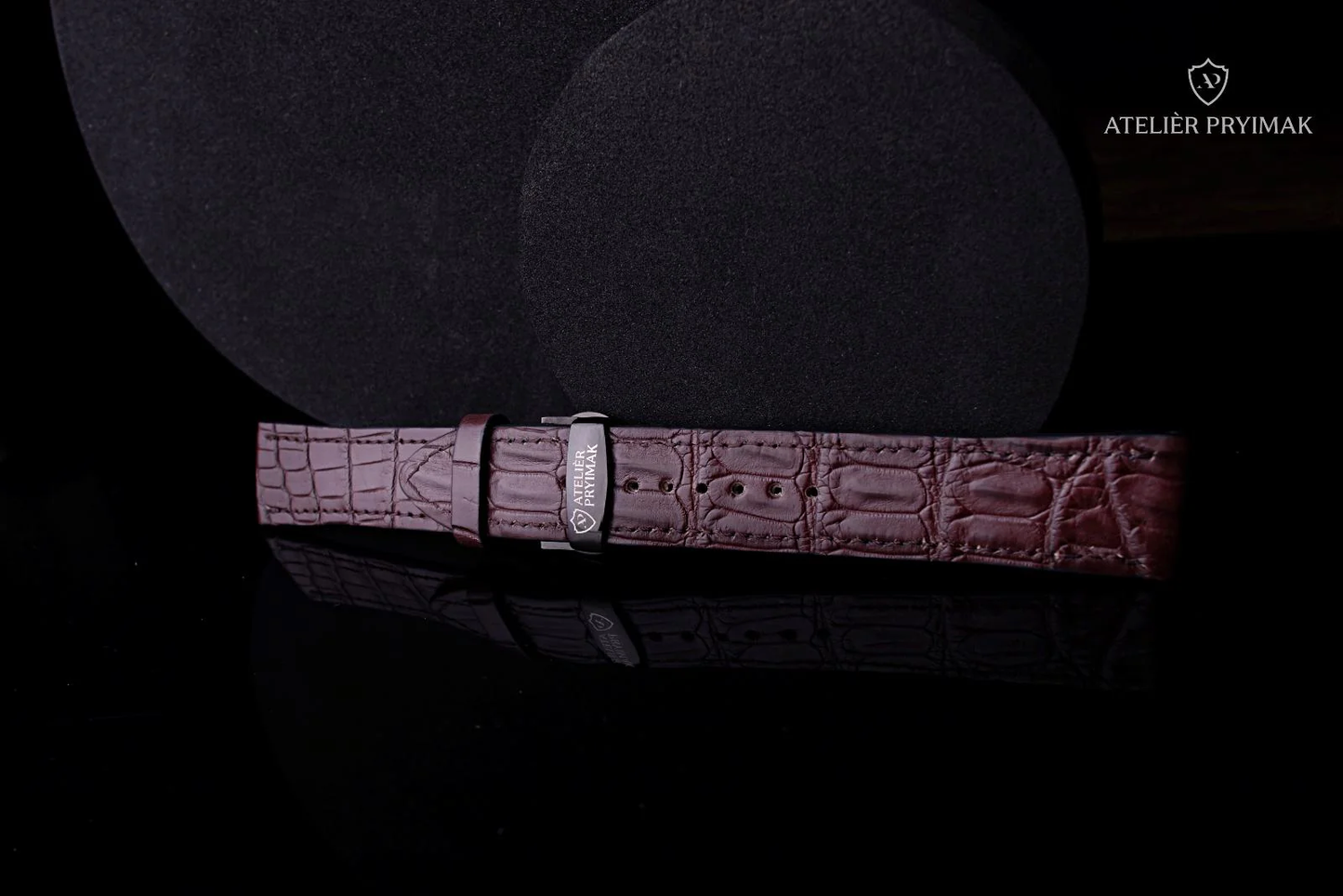 Kožený řemínek AP Croco Heritage z krokodýlí kůže - hnědý - Ručně šitý