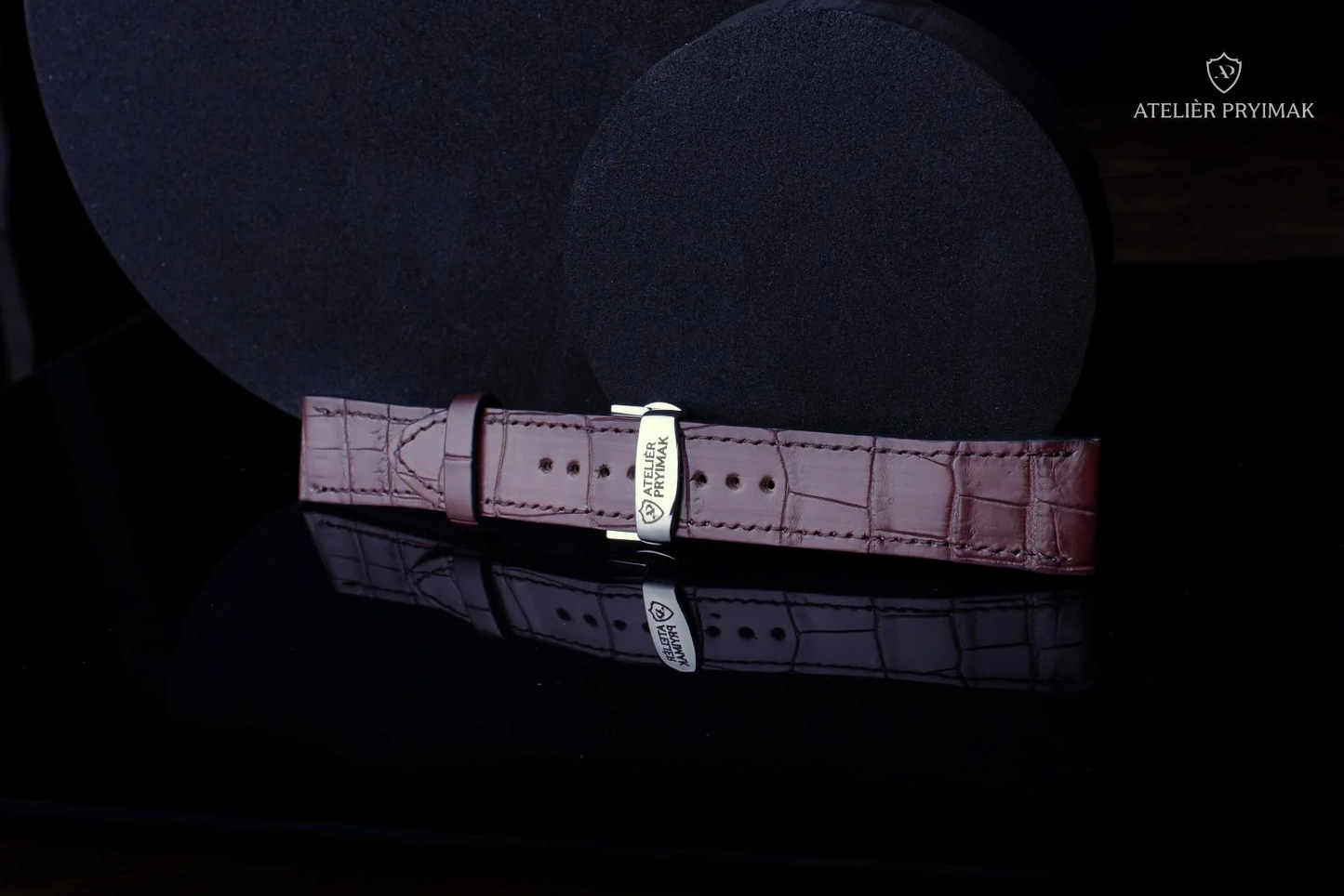 Kožený řemínek AP Croco Heritage z krokodýlí kůže - hnědý - Ručně šitý