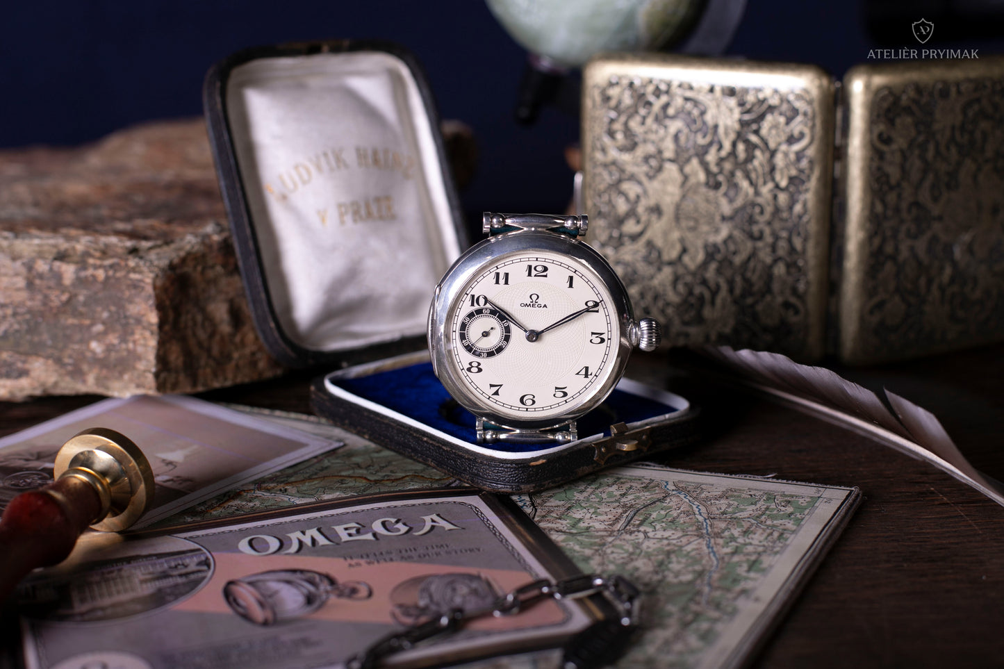 Starožitné švýcarské stříbrné hodinky OMEGA 1908