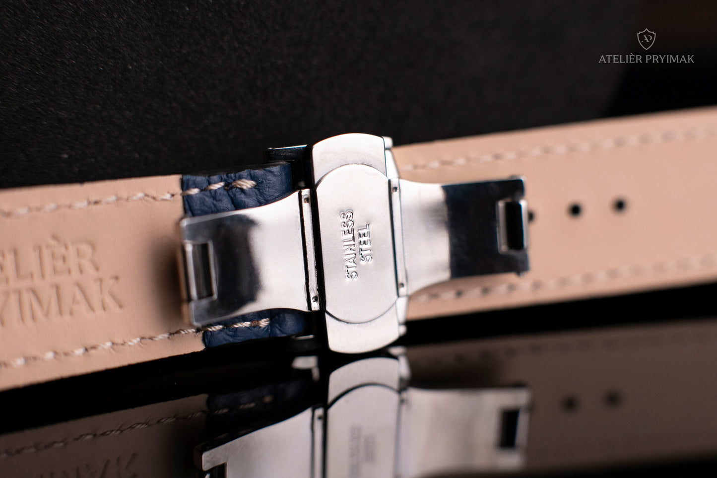 Řemínek z Přírodní Texturované Kůže – Modrá