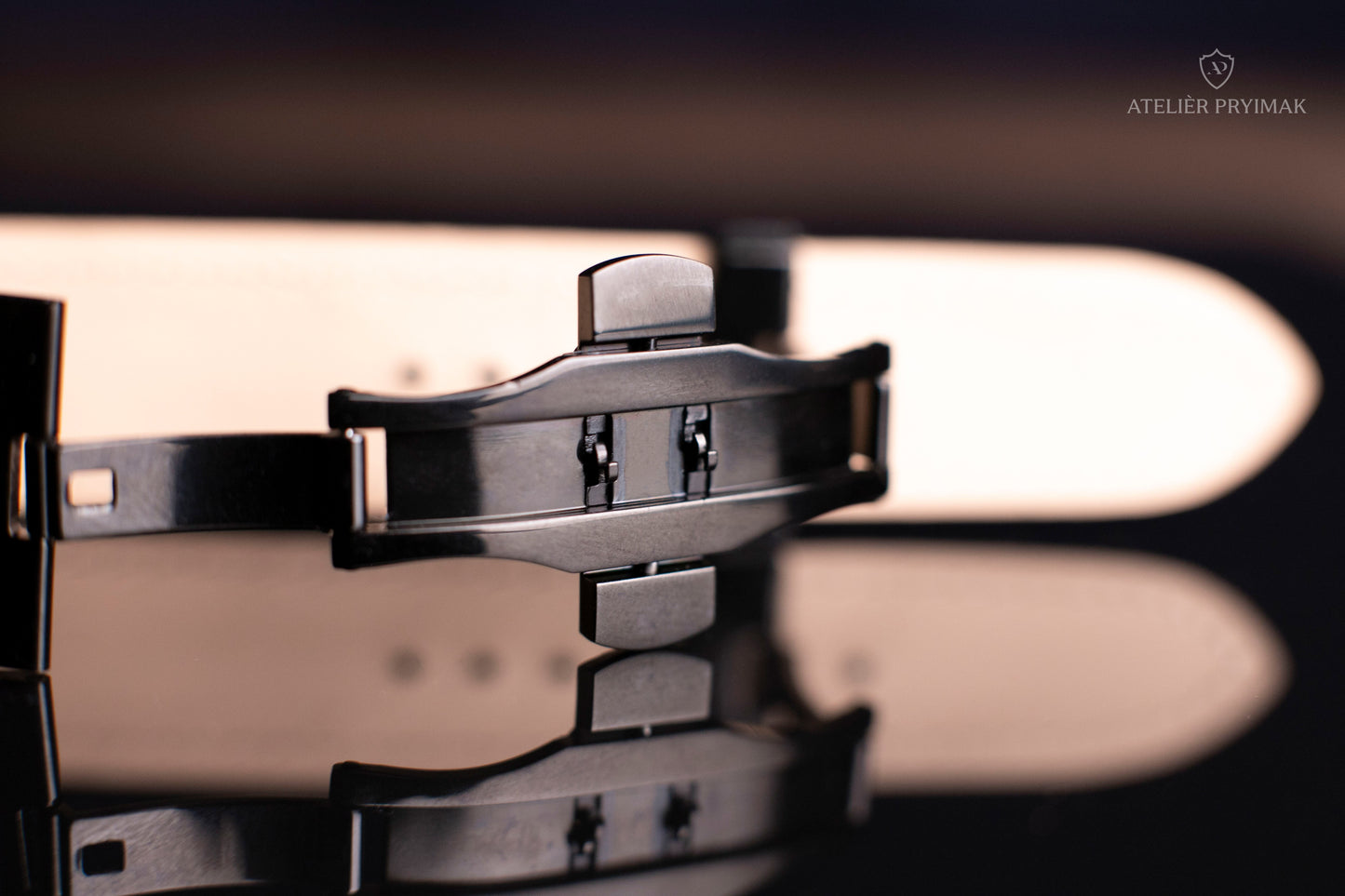 Kožený řemínek AP Prestige z pštrosí kůže - černý - Ručně šitý