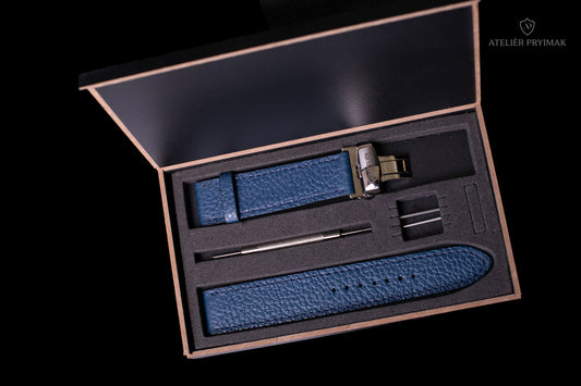 Řemínek z Přírodní Texturované Kůže – Modrá