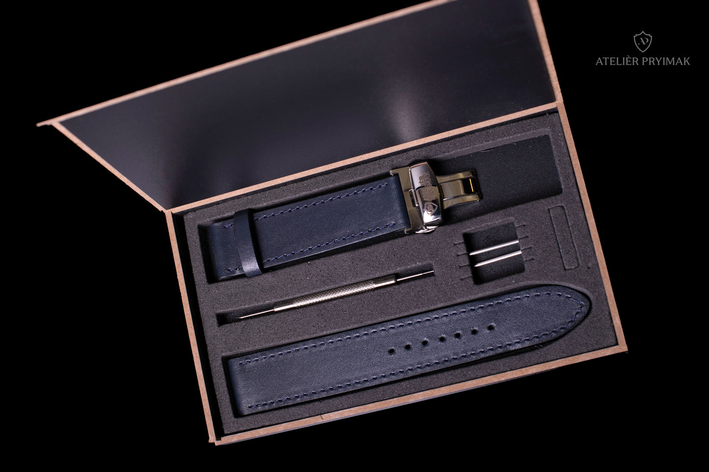 Řemínek na Hodinky Atelier Pryimak z Luxusní Kupónové Kůže – Tmavě Modrý