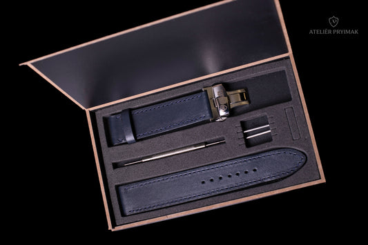 Řemínek na Hodinky Atelier Pryimak z Luxusní Kupónové Kůže – Tmavě Modrý