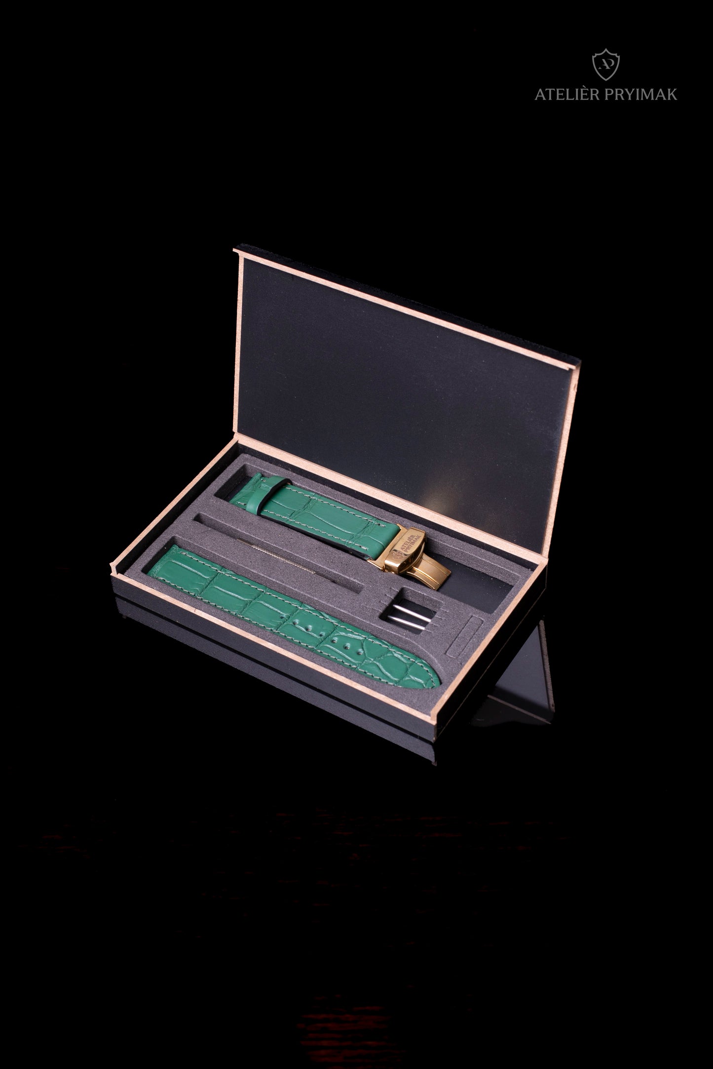 Kožený Řemínek AP Croco Heritage z Krokodýlí Kůže – Zelený, Ručně Šitý