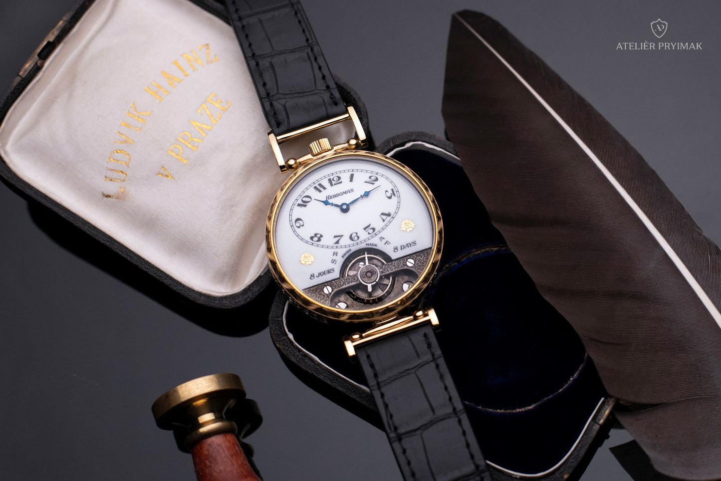 Unique antique 8-day watch HEBDOMAS 1900 