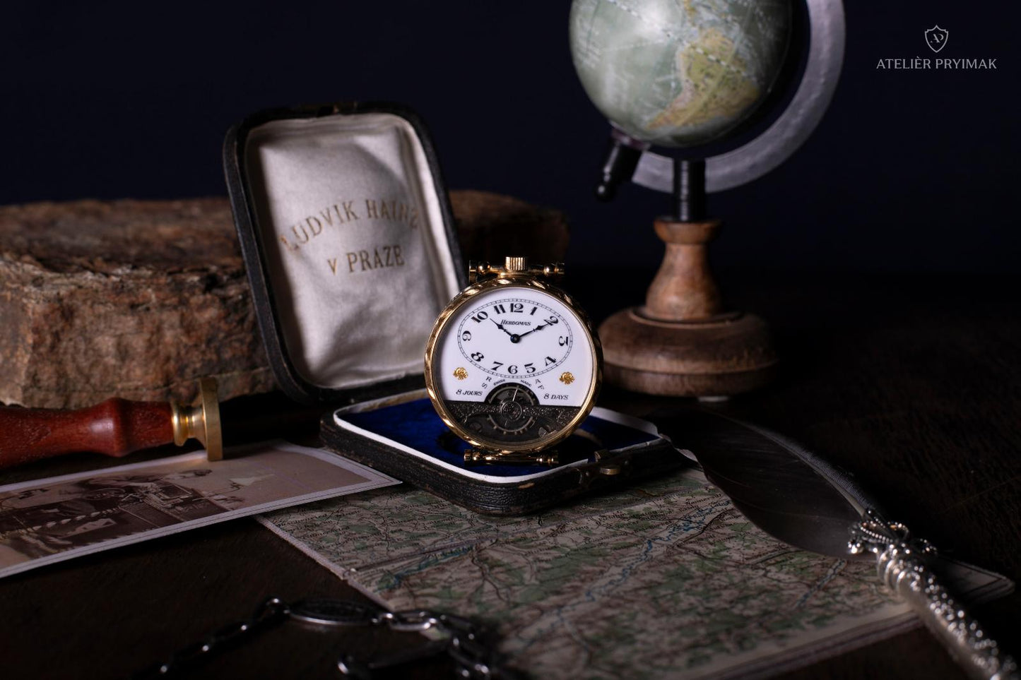 Unique antique 8-day watch HEBDOMAS 1900 