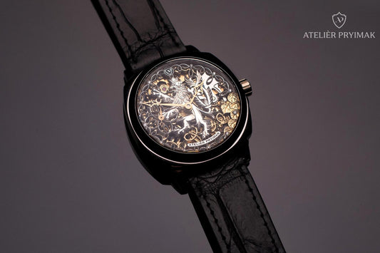 Skeletové Hodinky Ateliér Pryimak – ČESKÝ LEV / Stříbrná Edice