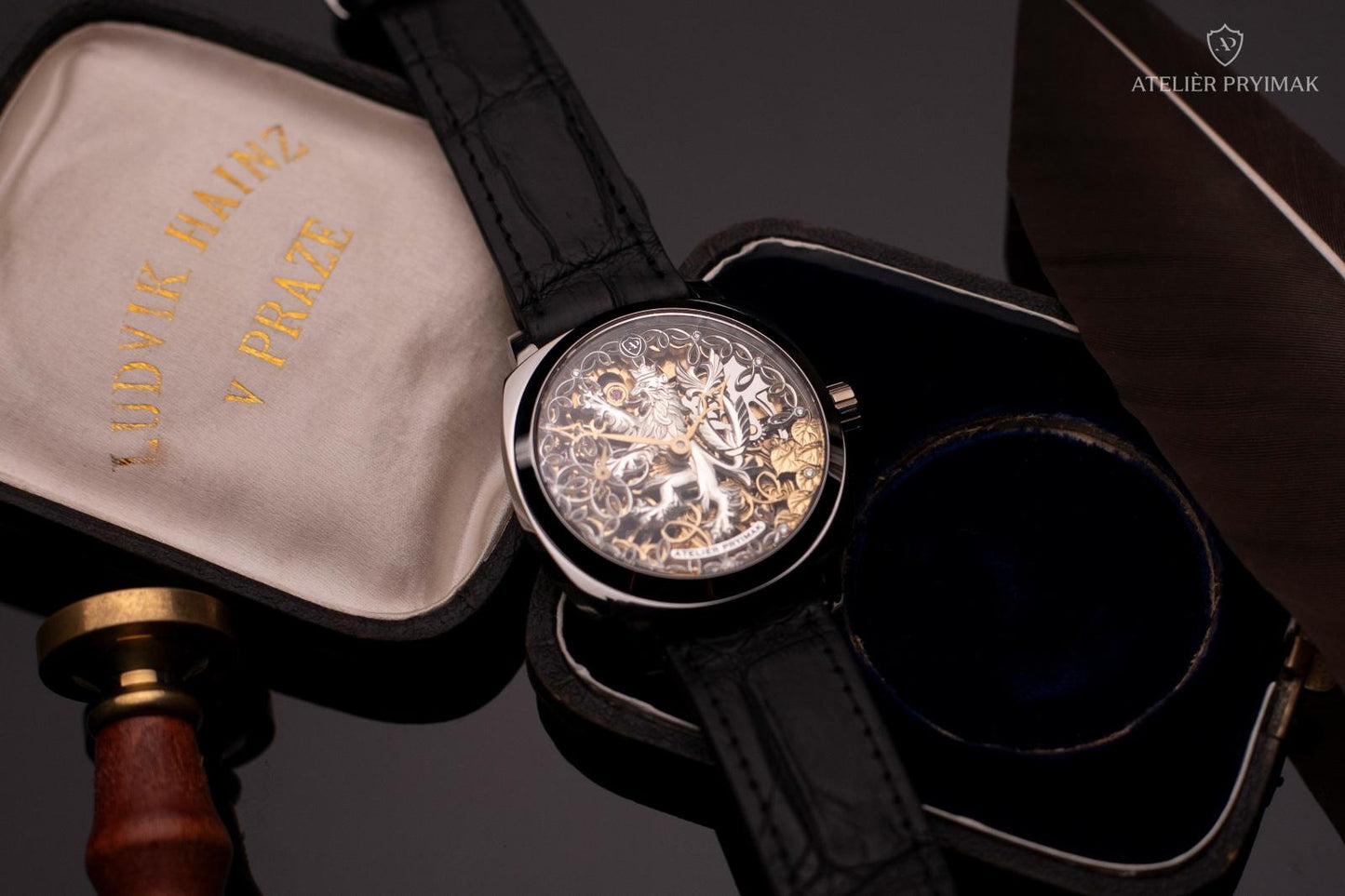 Skeletové Hodinky Ateliér Pryimak – ČESKÝ LEV / Stříbrná Edice