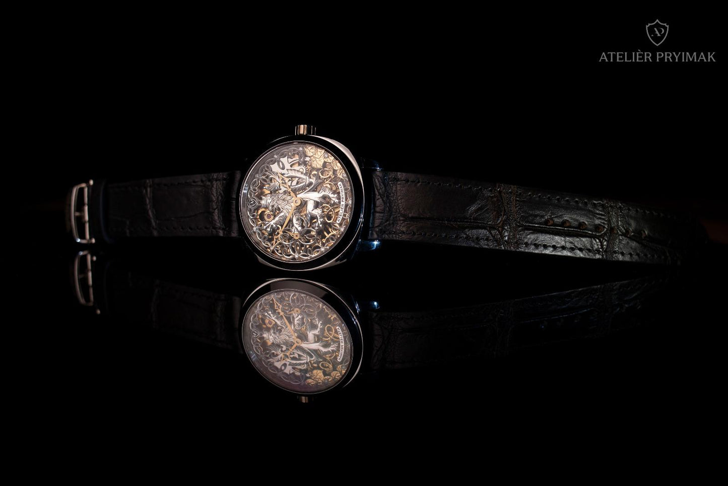 Skeletové Hodinky Ateliér Pryimak – ČESKÝ LEV / Stříbrná Edice