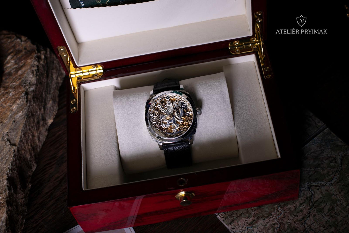 Skeletové Hodinky Ateliér Pryimak – ČESKÝ LEV / Stříbrná Edice