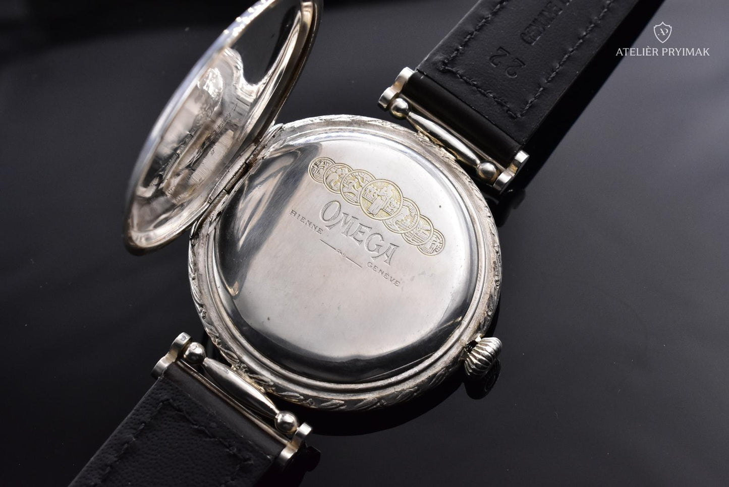 Starožitné švýcarské stříbrné hodinky OMEGA 1922