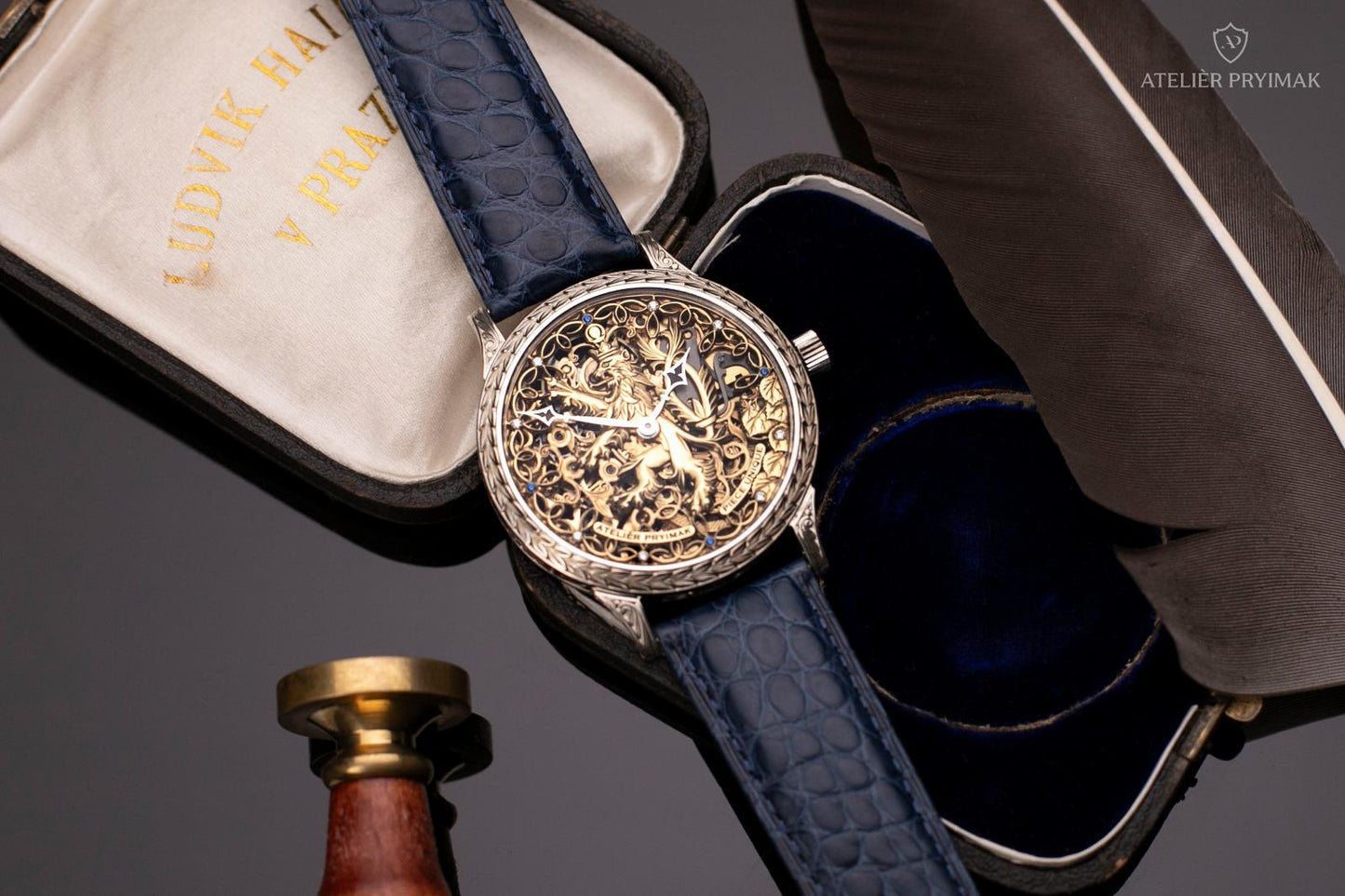 Stříbrné Starožitné Skeletové Hodinky OMEGA "ČESKÝ LEV" 1934